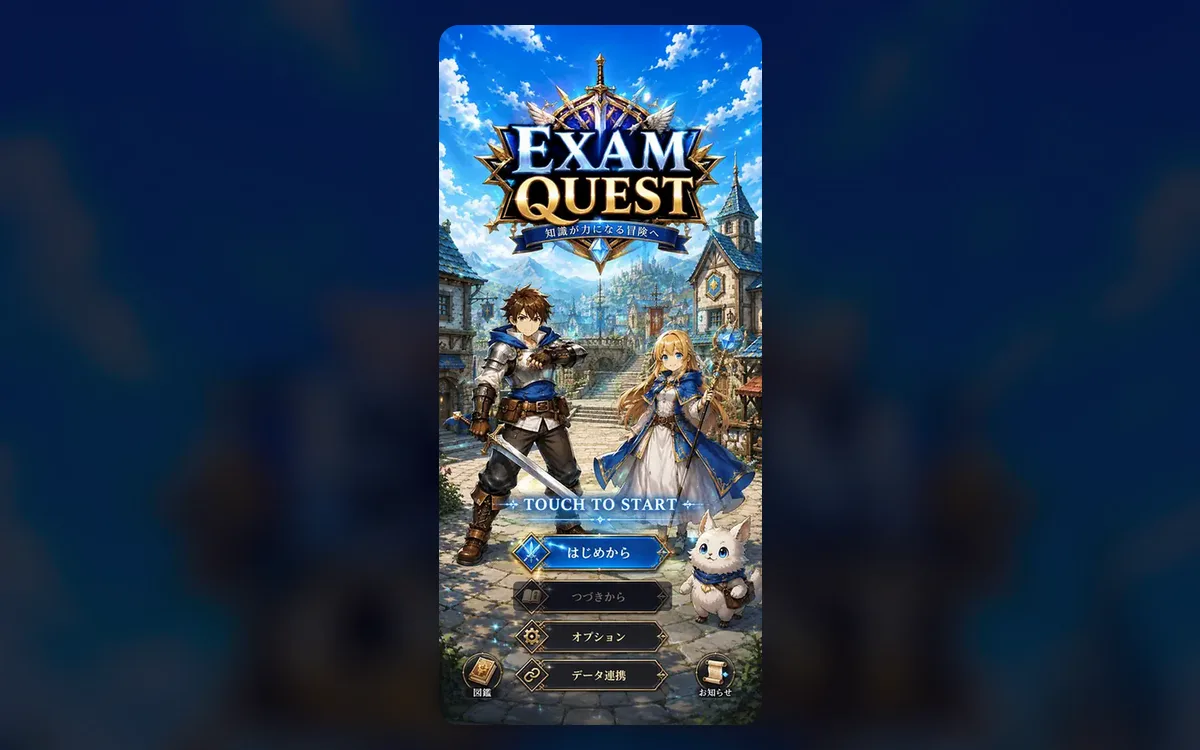 受験勉強RPG「東海学園クエスト」の画面
